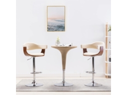 Vidaxl Bancos De Bar 2 Pcs Madeira Curvada E Couro Artificial Creme