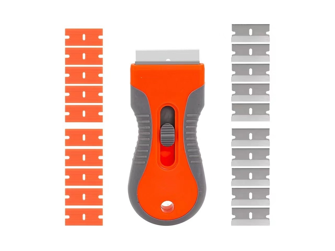 Raspador para Placa de Vitrocerâmica HENTEN HOME com 20 Lâminas para Limpeza de Placas Vitrocerâmicas Remoção de Cola Laranja