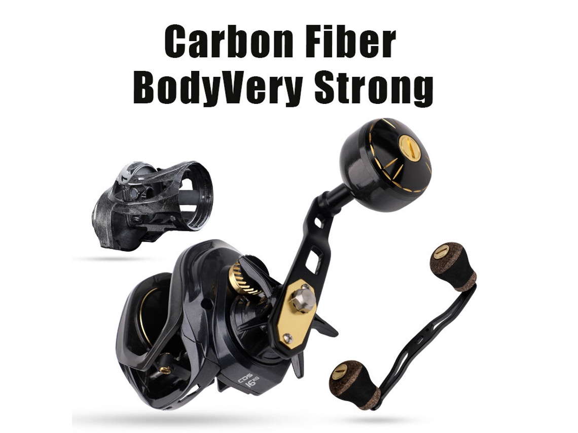 Carretel Pesca Baitcasting Destros Canhotos 16kg Arrasto 6.5:1 Manivela Fibra Carbono Arremessos Reposição