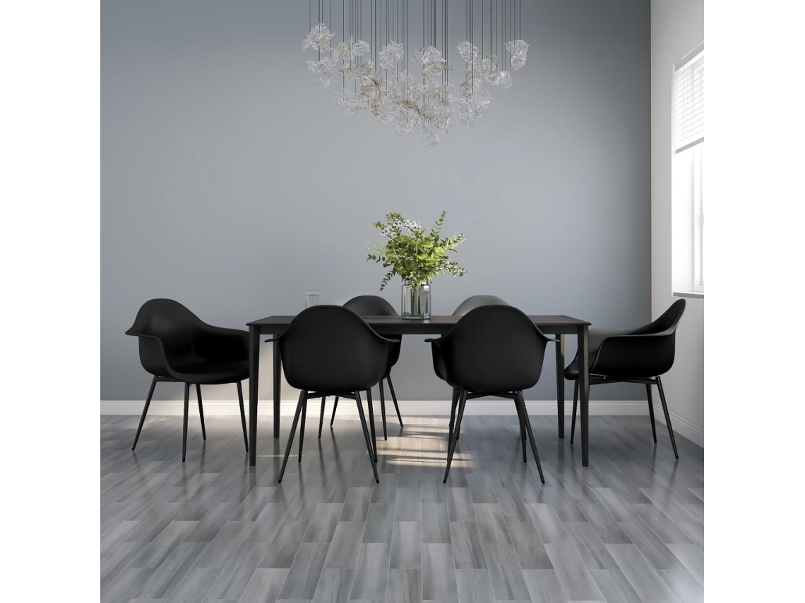 Vidaxl Cadeiras De Jantar 6 Pcs Pp Preto