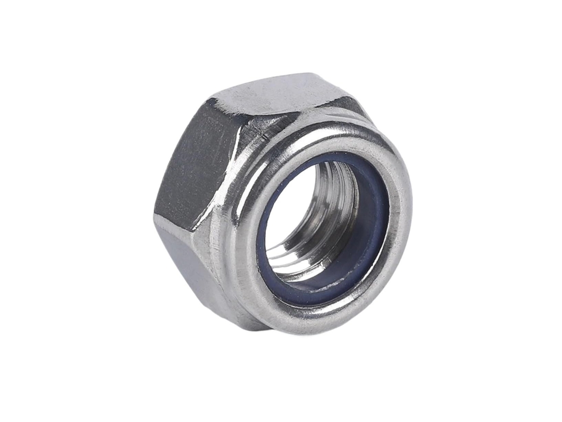 Porca Sextavada Com Inserto De Nylon Em Aço Inoxidável 304, Tamanhos 2, 4, 6, 8, 10, 1 4, 5 16, 3 8, 7 16, 1 2e 5 8