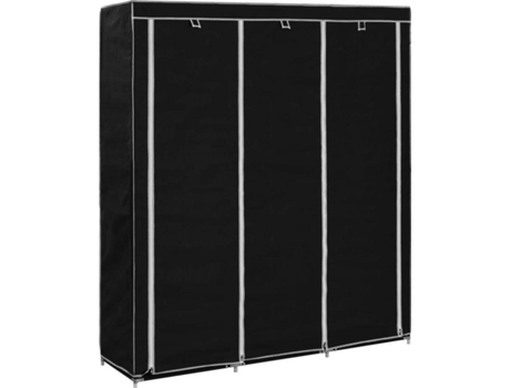 Roupeiro VIDAXL compartimentos e varões 150x45x175 cm tecido preto