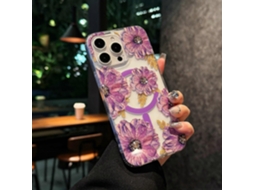 Capa Para Iphone 15 Pro Max Compatível Com Magsafe Laser Flower Pctpu Transparente