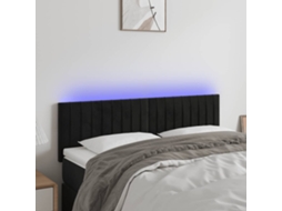 Vidaxl Cabeceira De Cama C/ Luzes Led Veludo 144x5x78/88 Cm Preto