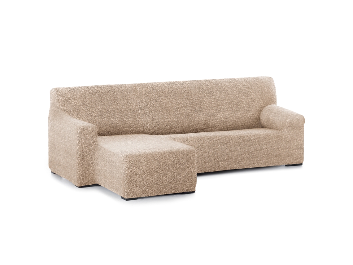 Capa Bi-Elástica para Sofá Adaptável Roc Chaise Longue Braço Curto Esquerda 250-360 Cm Bege VIPALIA