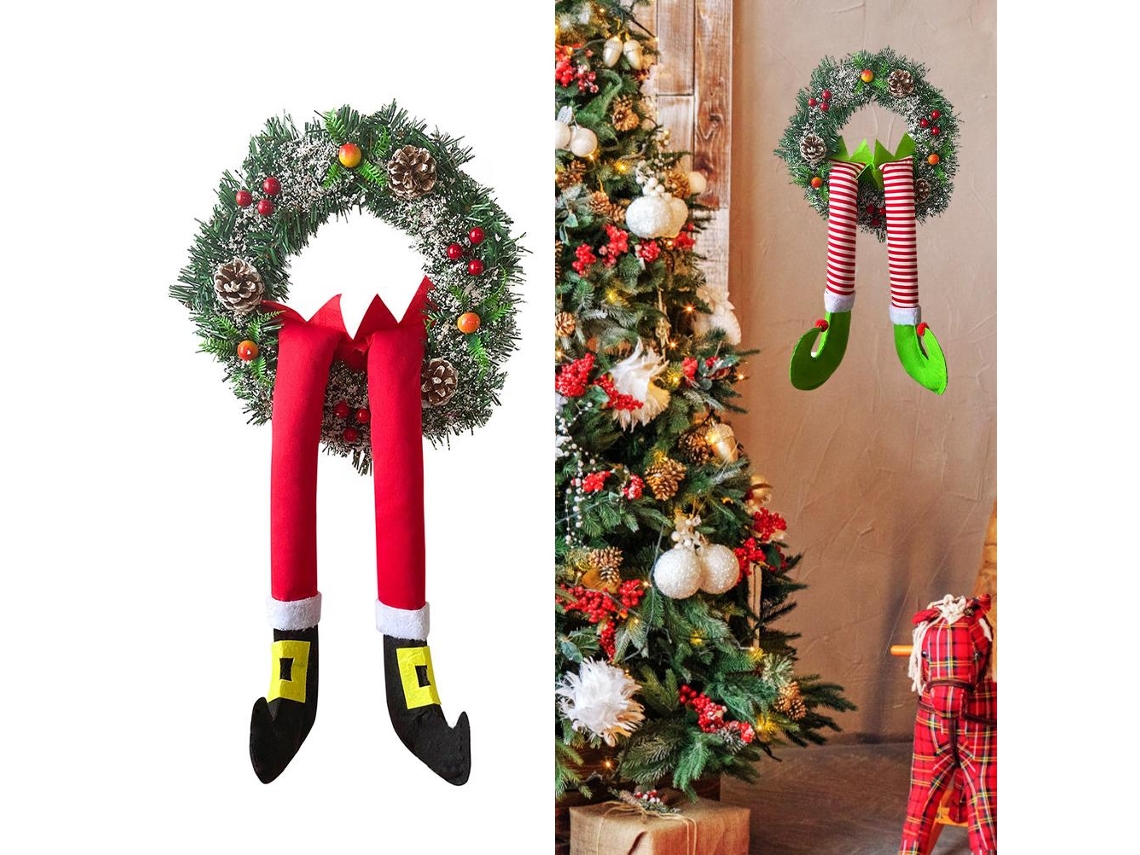 Enfeite de Natal Guirlanda com Pai Natal e Duende LAXISCREED