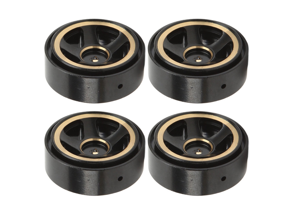 4 Peças De Rodas Beadlock De Latão Sem Adesivo Para Carros Rc Fms Fcx24 1/18 1/24 Escalador Preto