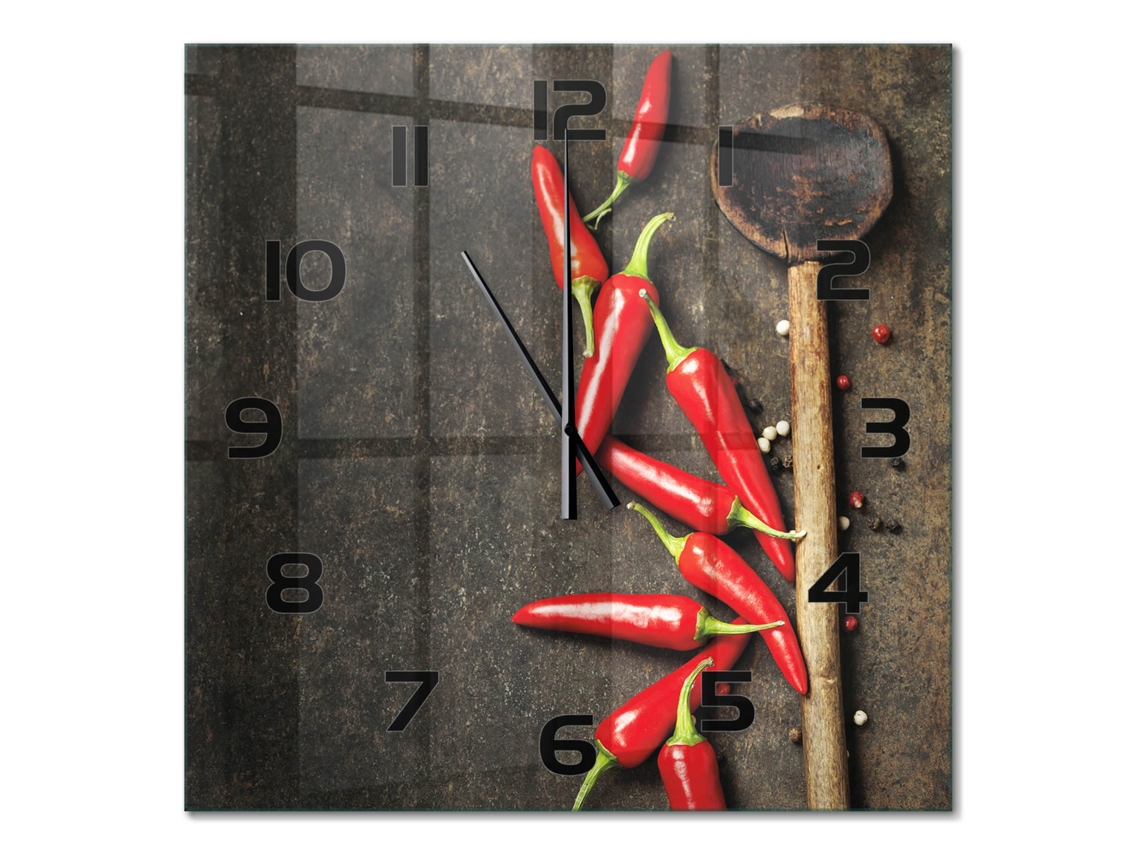 Relógio De Parede Vermelho Decorativo Quadrado Espelharte (60x60 Cm)