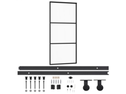 vidaXL Porta deslizante c/ conj. ferragens 90x205cm vidro ESG/alumínio