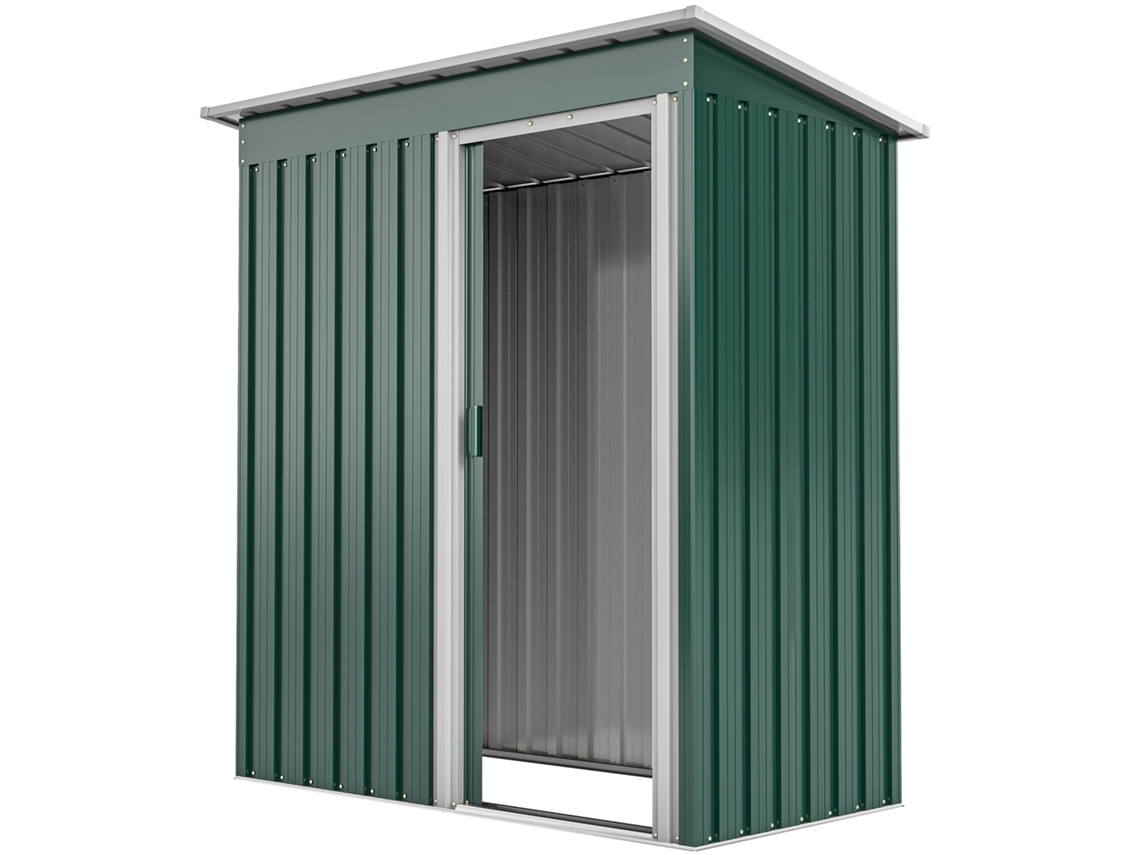 Galpão de Jardim Metálico 1,16m² S/MARCA (163x89x182 cm, porta deslizante, telhado inclinado, verde)