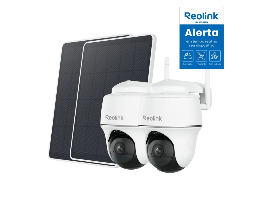 Kit Segurança 2 - Câmaras REOLINK Argus Series B420 com Painel Solar (WiFi - 3MP - Branco)