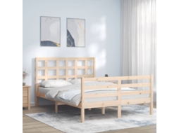 Estrutura De Cama Com Cabeceira 140x190 Cm Madeira Maciça