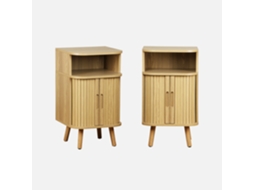Mesa de Cabeceira Portas Correr SWEEEK Painéis laminados Bege (70x40x40)