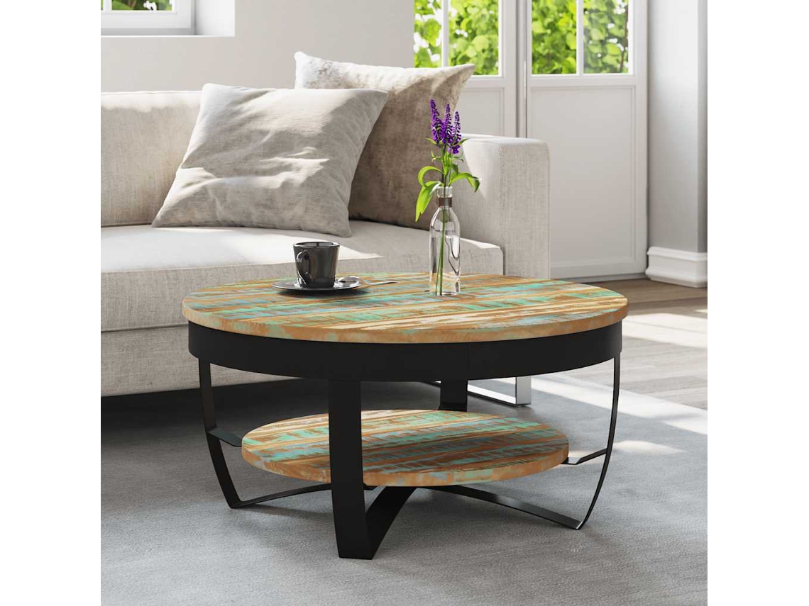 Vidaxl Mesa De Centro 65x32 Cm Madeira Reciclada Maciça