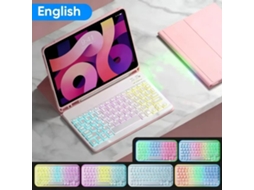 Capa Com Teclado Para Ipad 10.27/8/9thair3/pro10.5 Geração, Retroiluminação Em Cores Do Arco-íris, Teclado Destacável Rosa Hexinyigjly