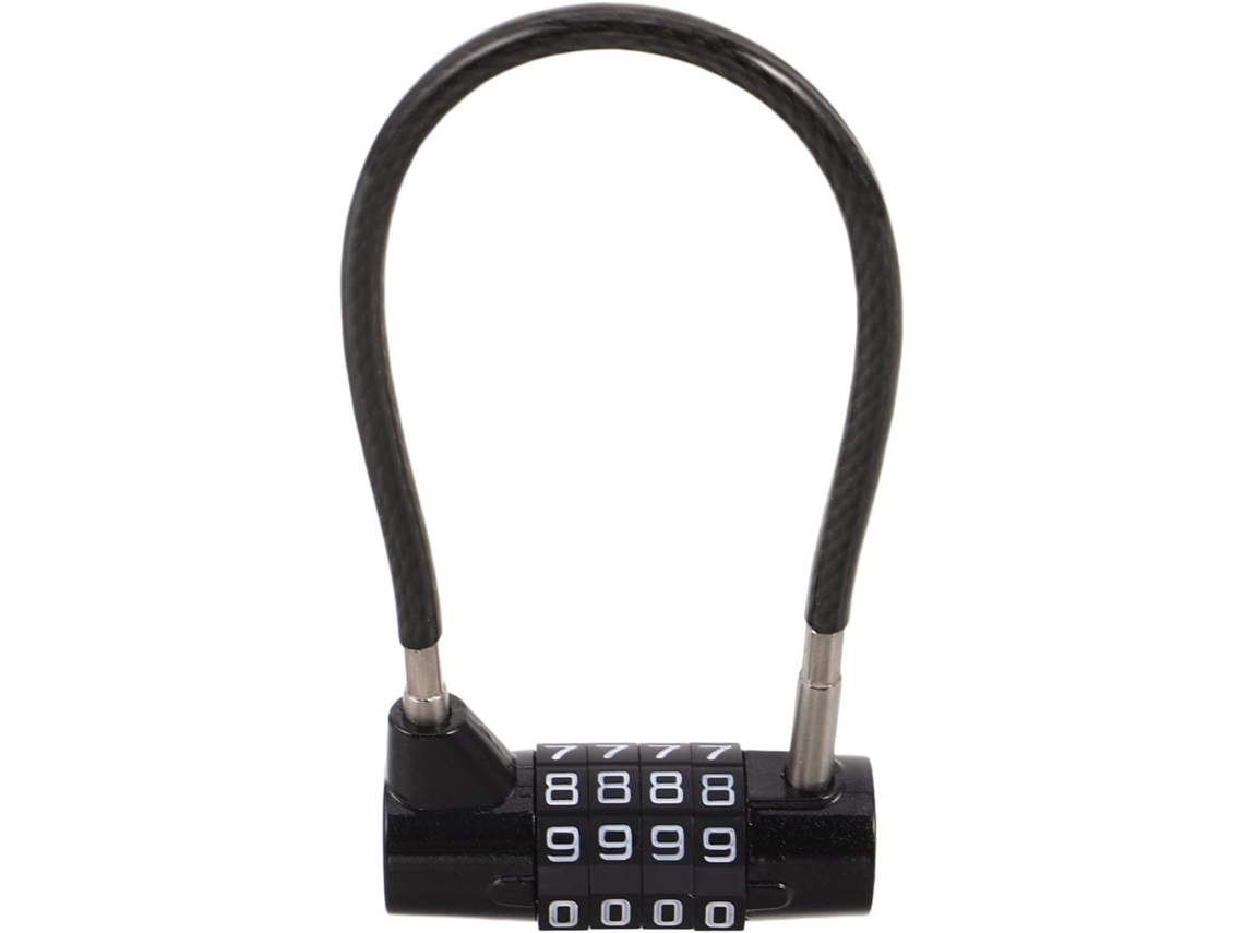 Cadeado Preto Com Combinação De 4 Dígitos, Cabo Reconfigurável E 175 Mm