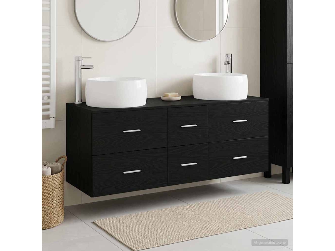 Vidaxl Conjunto De Móveis Para Banheiro 3 Unid. Preto