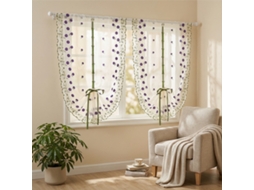 Two Embroidered Tie-up Curtains In A Pastoral Style, Soft-light Semi-transparent Roman Blinds (80x200cm)