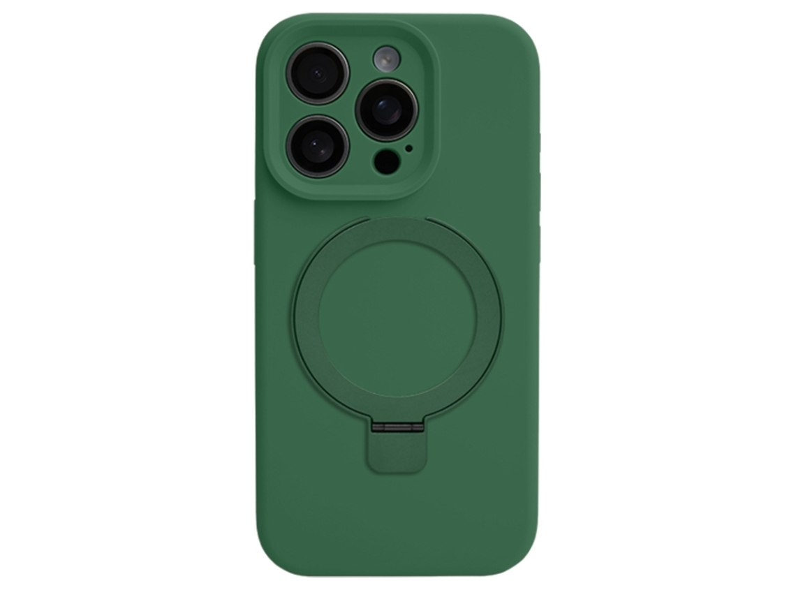 Capa Yuysan Para Iphone 16 Pro Silicone Liquido Magsafe Aro Metal (suporte Para Anel, Orifícios Precisos) Cinza