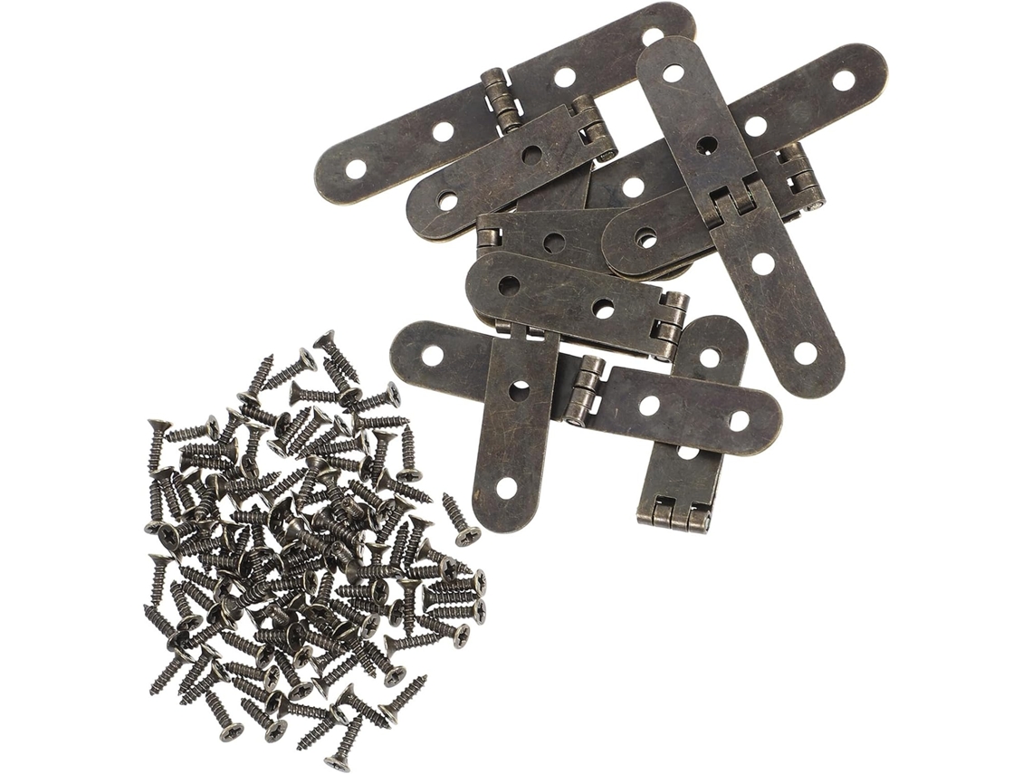 Dobradiças Metálicas Pequenas Lurrose, 10 Peças, Para Caixa De Madeira, Dobradiças De Ferro Com Aba E Parafusos Para