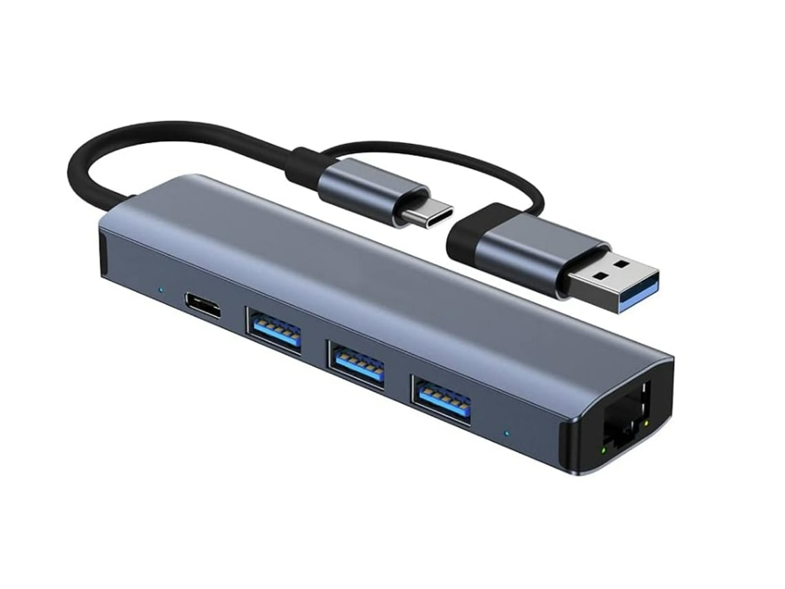 Hub Usb C Com Adaptador Ethernet Divisor Usb C 3.0 5 Em 1 Estação De Acoplamento Usb Fina Com 3 Portas Para Laptop Macbook Pro*