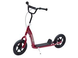 Monopattino Para Crianças De 5 A 12 Anos Com Freio Traseiro E Guidão Regulável, 120x52x80-88 Cm, Vermelho