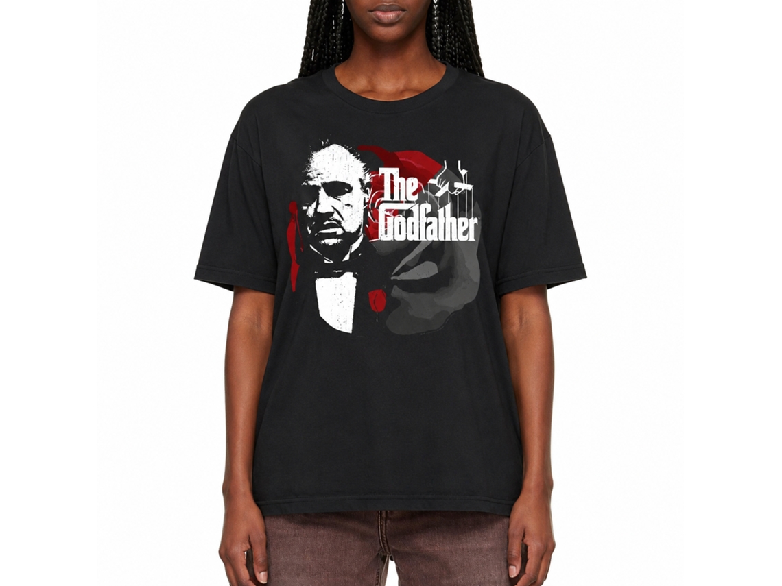 Rockinstone Godfather Rose And Logo Black Adult T-shirt Size:xl