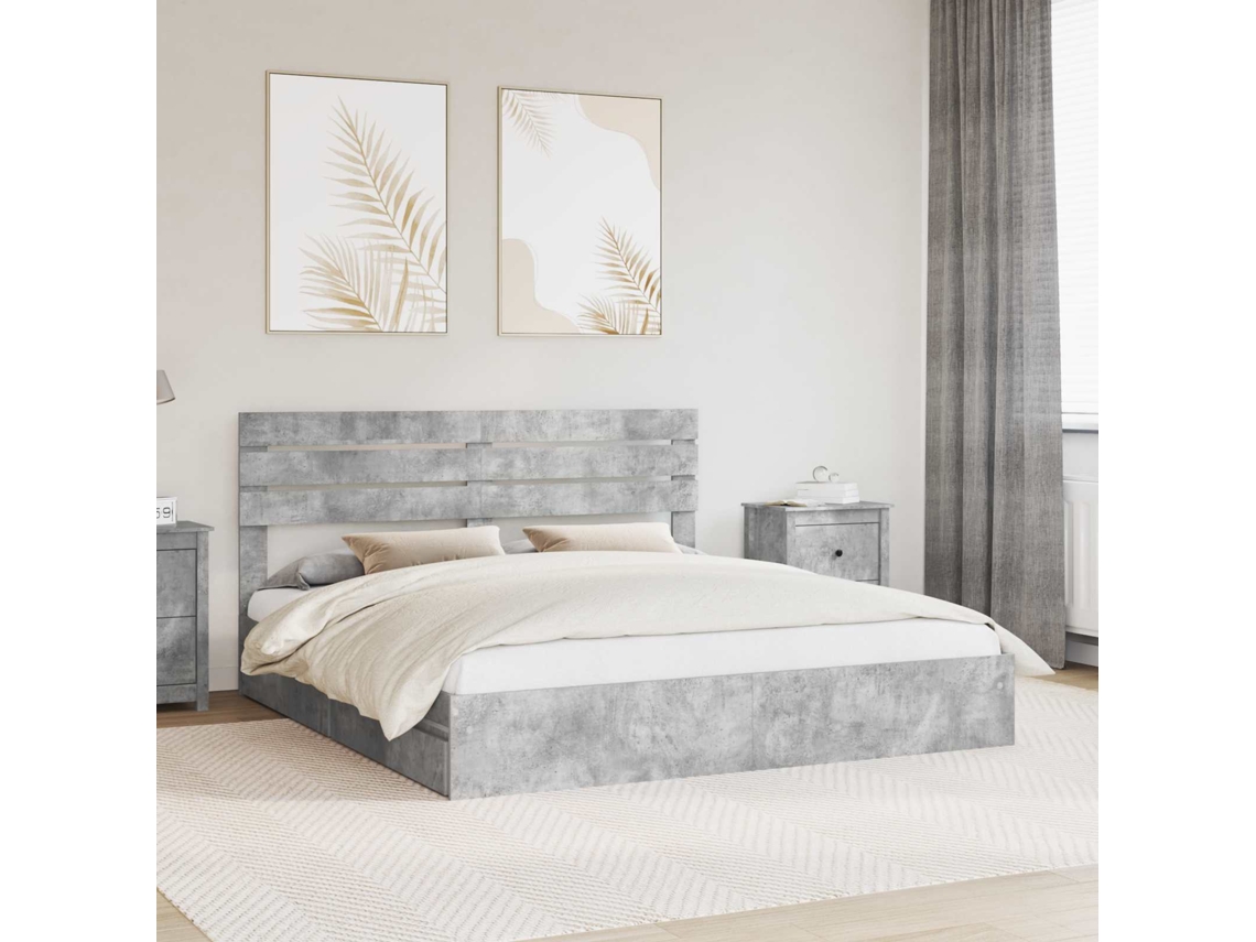 Vidaxl Cama Com Armazenamento Com Gaveta Cinzento 200 X 200 Cm