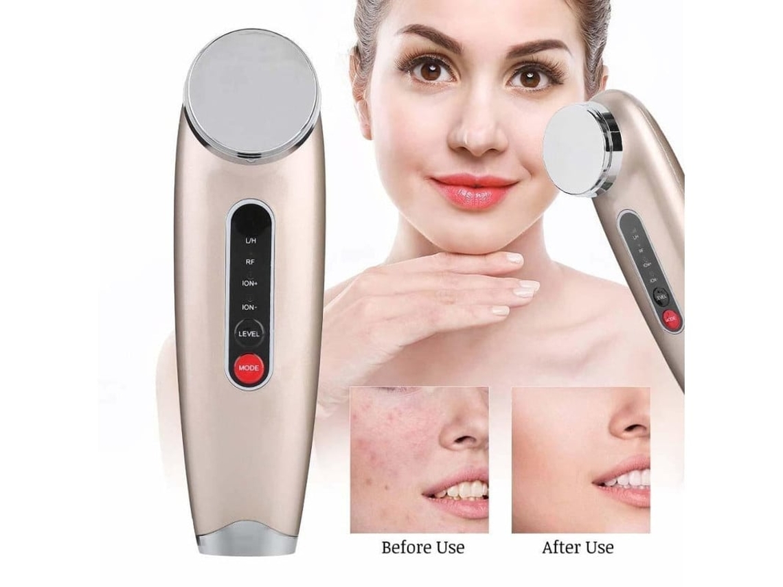Massajador Facial Creme Facial e Sérum de Aperto Lifting Dispositivo de Cuidados com a Pele Efeitos Vibratórios de Aumento Iônico Ouro AUJEZON