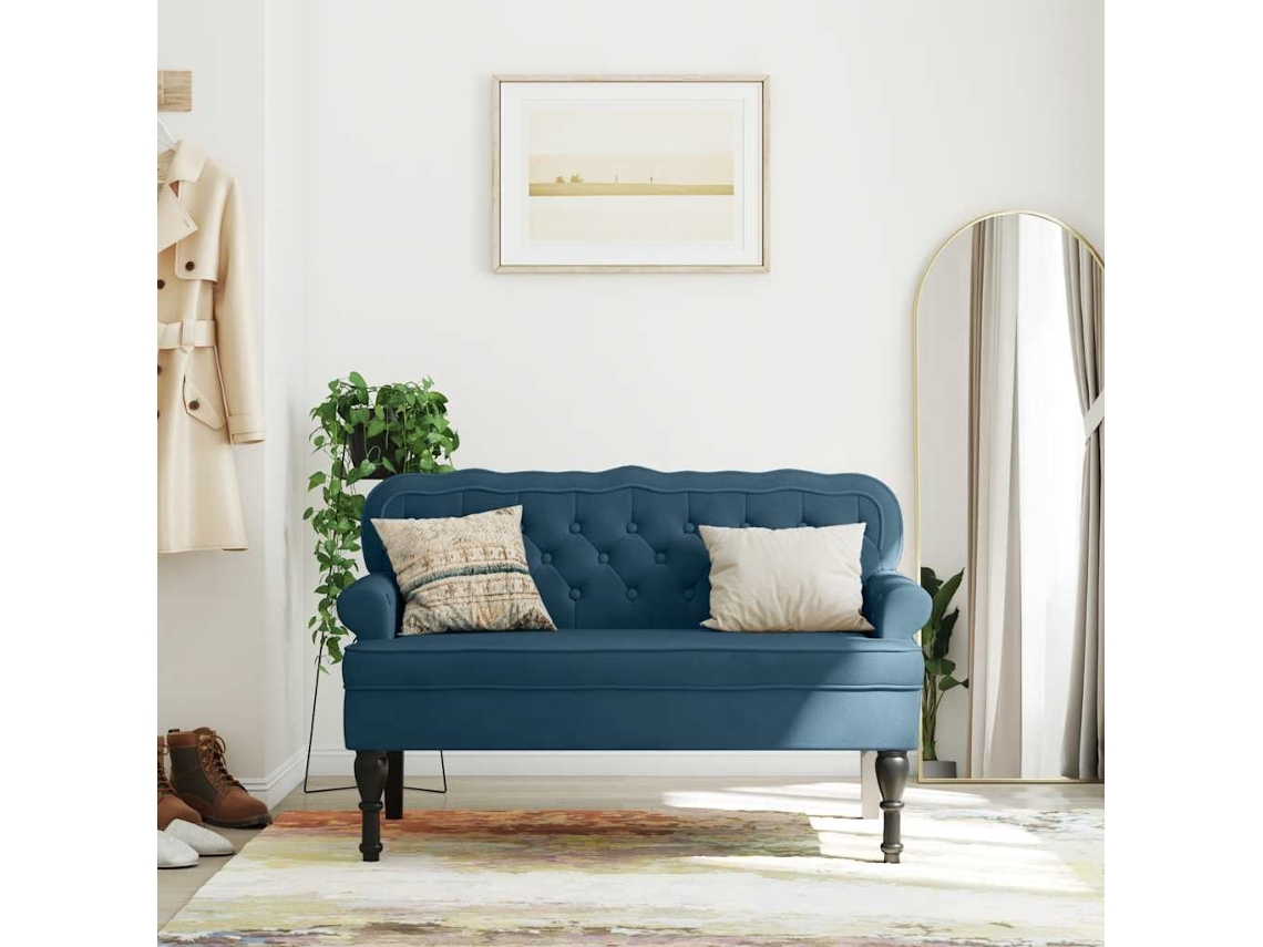Vidaxl Banco Com Encosto 119,5x64,5x75 Cm Veludo Azul