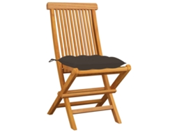 Conjunto de 4 Cadeiras de Jardim com Almofadões Cinza acastanhado Teca Maciça MAISON EXCLUSIVE (4 pcs)