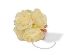 Bola De Flores De Rose Simulada Com Sino E Penacho Amarelo