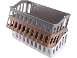 Vicasky Conjunto De 3-prateleiras Organizadoras Parede Com Cesto, Branco Pp, Montagem Na Parede Sem Furos, Para Casa