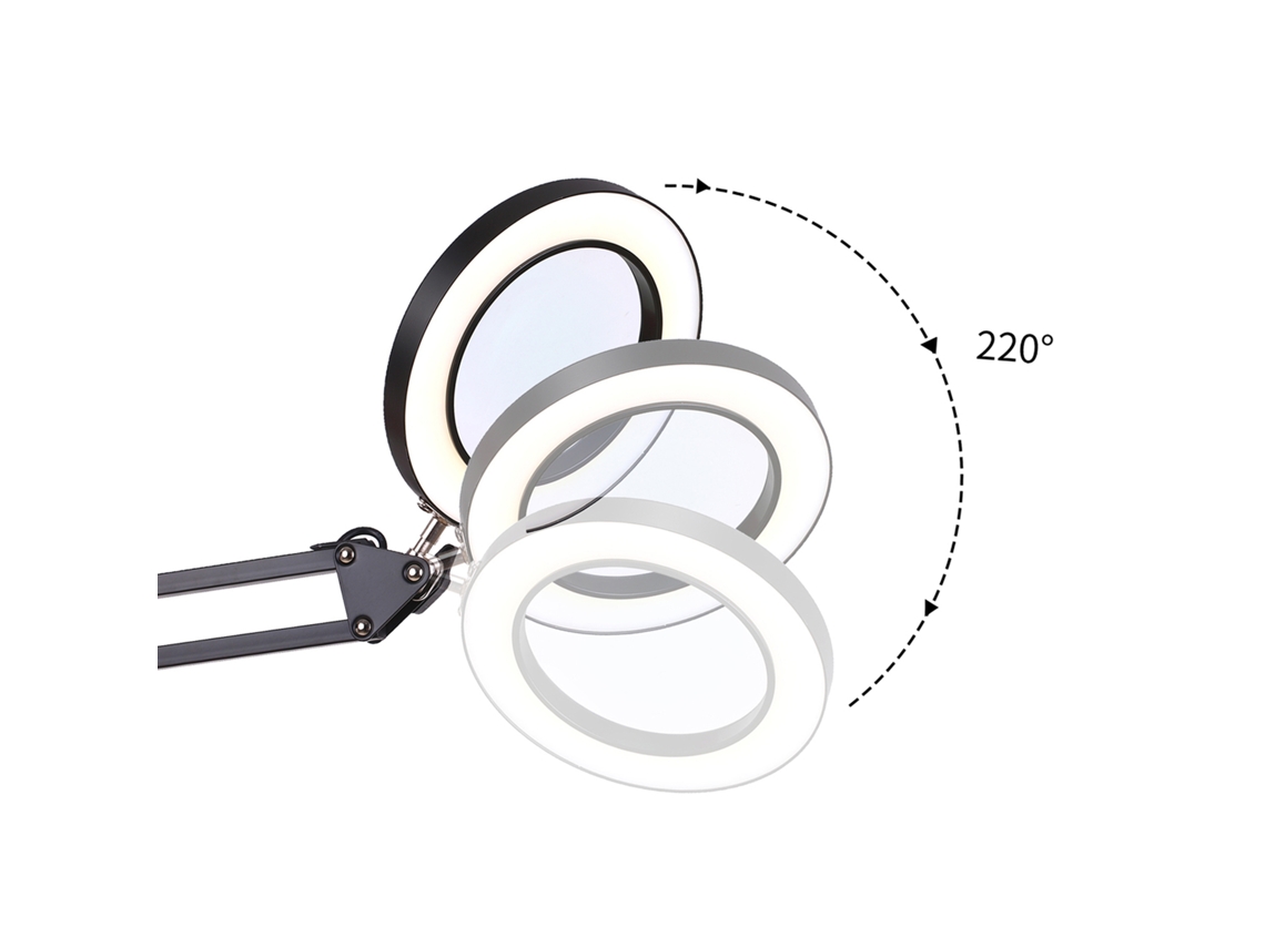 Lampa De Mesa Led Com Lupa E Braço Giratório Laxiscreed Para Iluminação Precisa E Ajustável