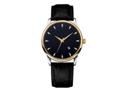 Relógio de Pulso Masculino de Quartzo com Casco Dourado e Pulseira Preta Fashion