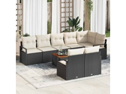Vidaxl Conjunto De Sofá De Jardim 9 Unid. Preto Vime Pe