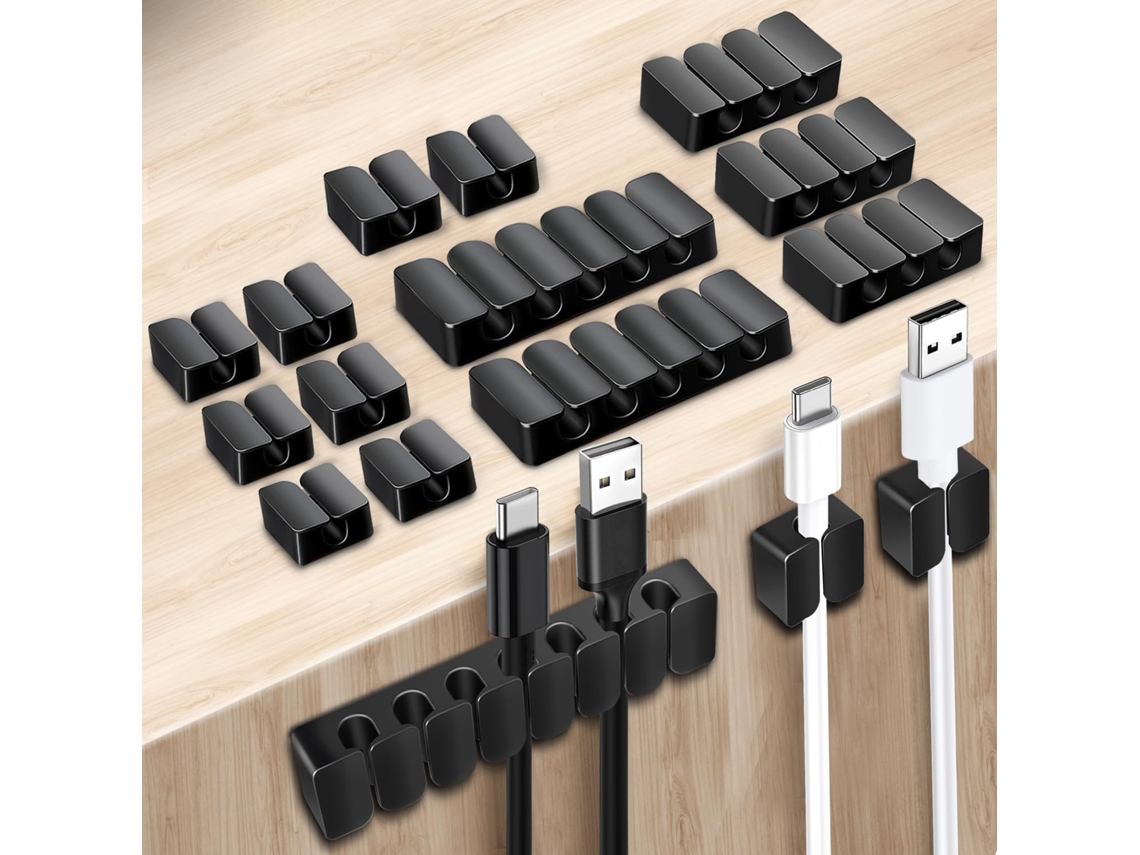 Conjunto De 16 Presilhas Para Cabos, Organizador Fios, Preto, Gerenciamento Suporte Silicone Autoadesivo Carregador, Presilha Cabo-aquaforge