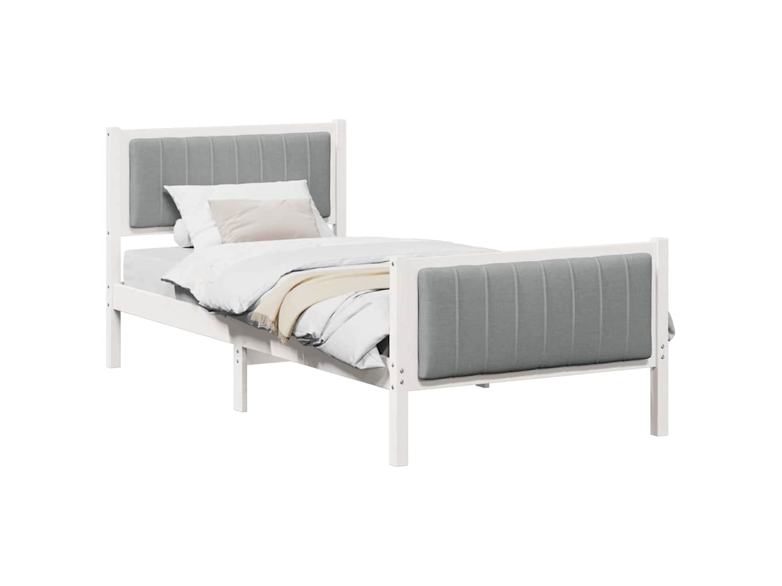 Estrutura da Cama Branco e Cinza Claro 90 X 190 Cm MAISON EXCLUSIVE