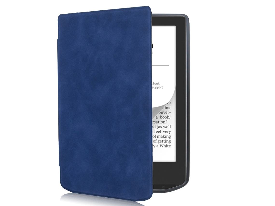 Capa Panoona Para Pocketbook Verse 629, Leve, Fina E Resistente A Impactos, Em Pele Premium Azul Escuro