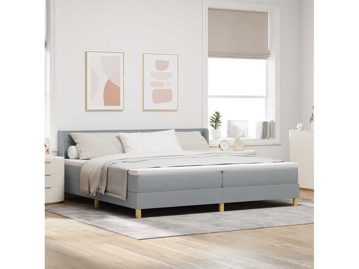 Vidaxl Cama Box Com Colchão Cinzento-claro 200 X 200 Cm Tecido