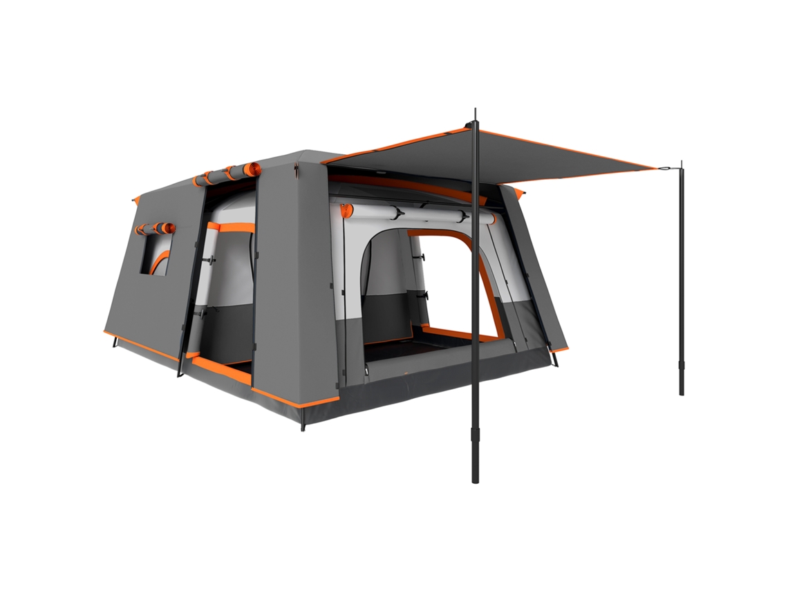 Barraca de Camping 5 Pessoas, 2 Quartos, Varanda, Impermeável, Upf 30+, Cinza | S/MARCA