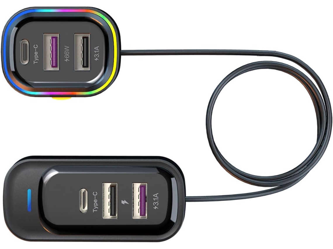 Carregador Portátil Para Carro De 66 W Com 6 Portas Usb, Solução