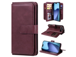 Capa De Couro Multifuncional Para Iphone 17 Air Com 10 Compartimentos Para Cartões.