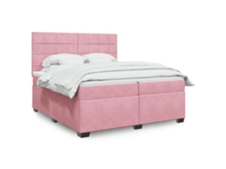 Vidaxl Cama Com Molas/colchão 200x200 Cm Veludo Rosa