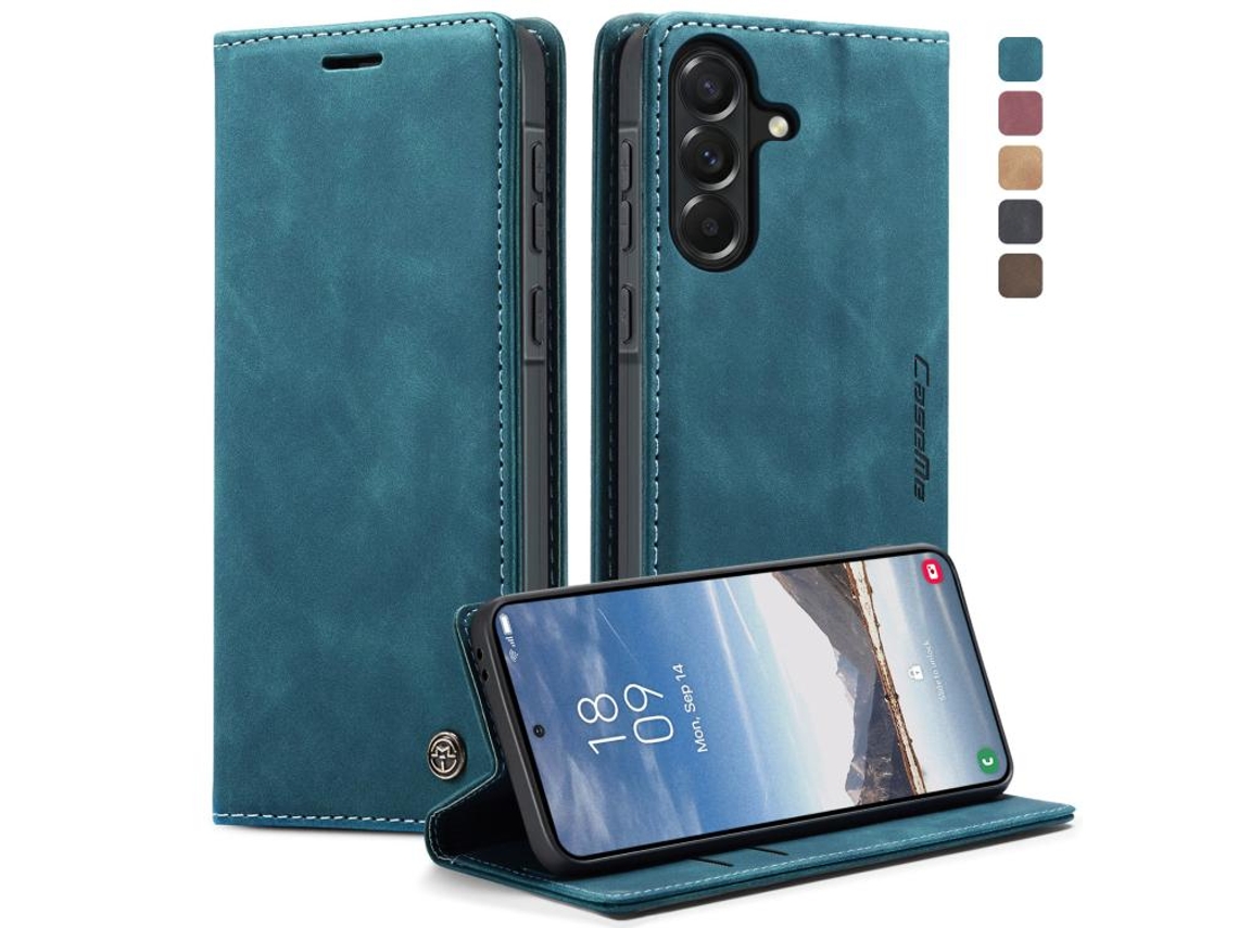 Capa Para Samsung Galaxy A37 5g Multifuncional Horizontal De Couro Azul