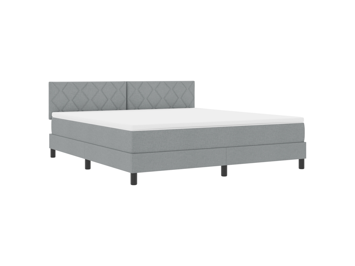 Cama Bospring Com Colchão & Led Cinza Claro Tecido Vidaxl Cinzento Fabric (180x200 Cm)