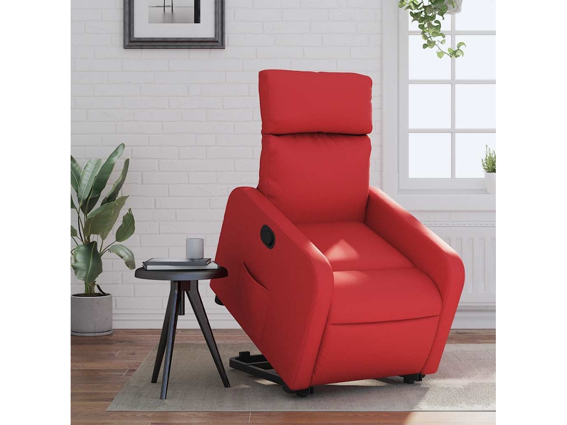 Poltrona de Sala HARLANV1 com reclinável elétrico em couro artificial vermelho