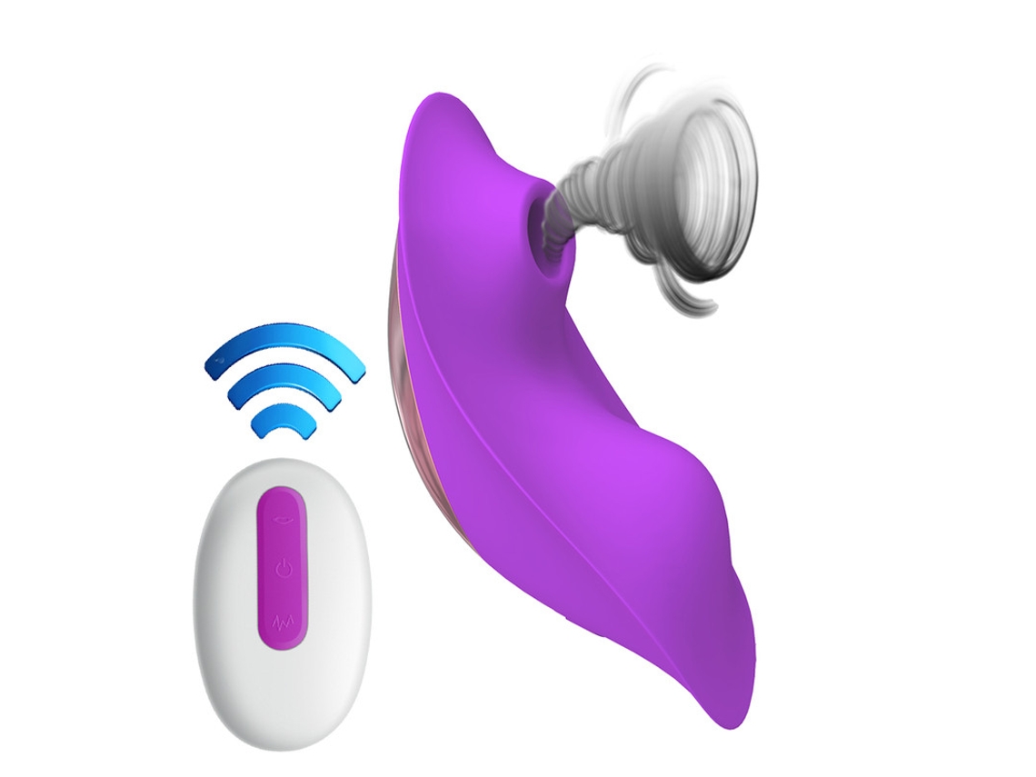 Vibrador de Sucção Vestível 9 Modos Controle Remoto Sugador Vibrador Estimulador de Clitóris e Vagina Roxo ENZONS