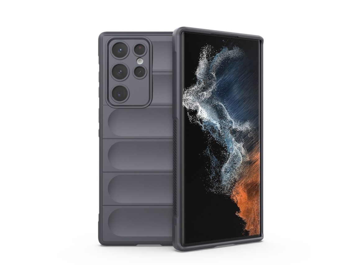 Capa Halinuia Para Samsung Galaxy S22 Ultra 5g Magic Shield Tpu Flanela Cinzento Escuro (proteção Integral, Interior Em Flanela)