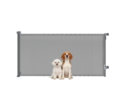 Barreira de Segurança Retrátil para Cães Extensível de Até 180 Cm de Largura para Escadas e Portas Cinza Ge